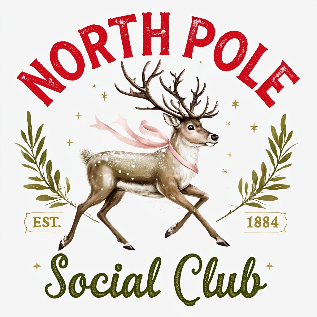 Vintage Reindeer North Pole Social Club T-Shirt