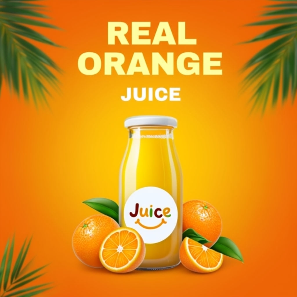 Vibrant Real Orange Juice Promotional Advertisement Social Media Post