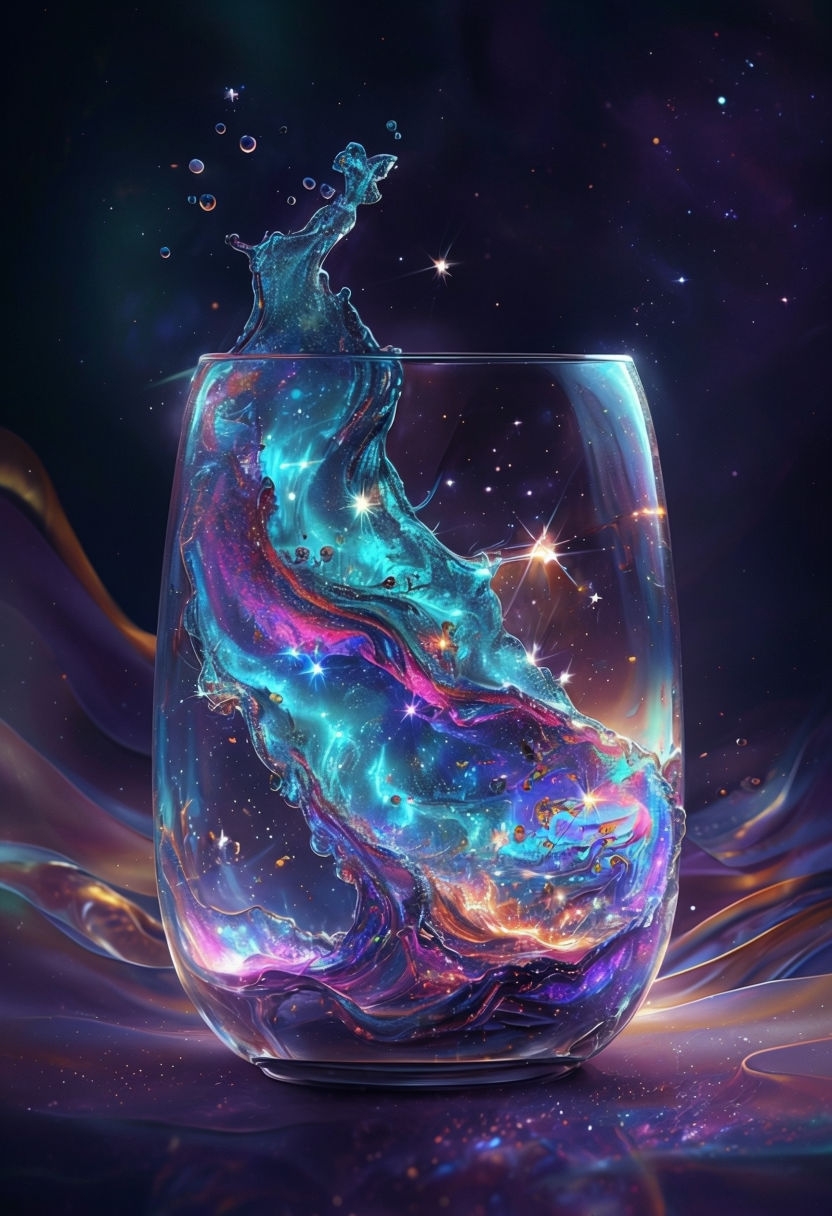 Cosmic Liquid Glass Artwork with Vibrant Swirls Poster