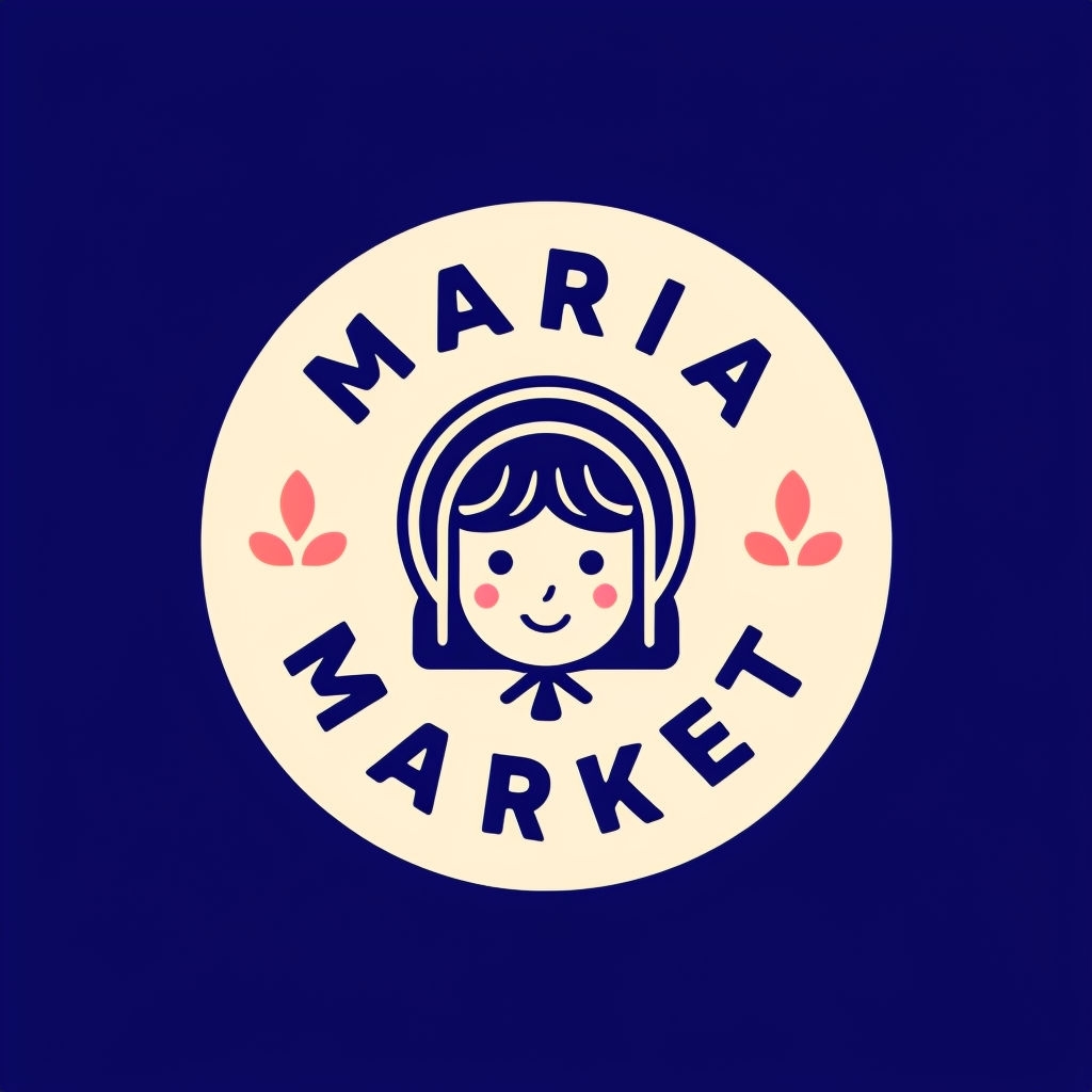 Minimalist Circular Emblem Logo for Maria Market Brand