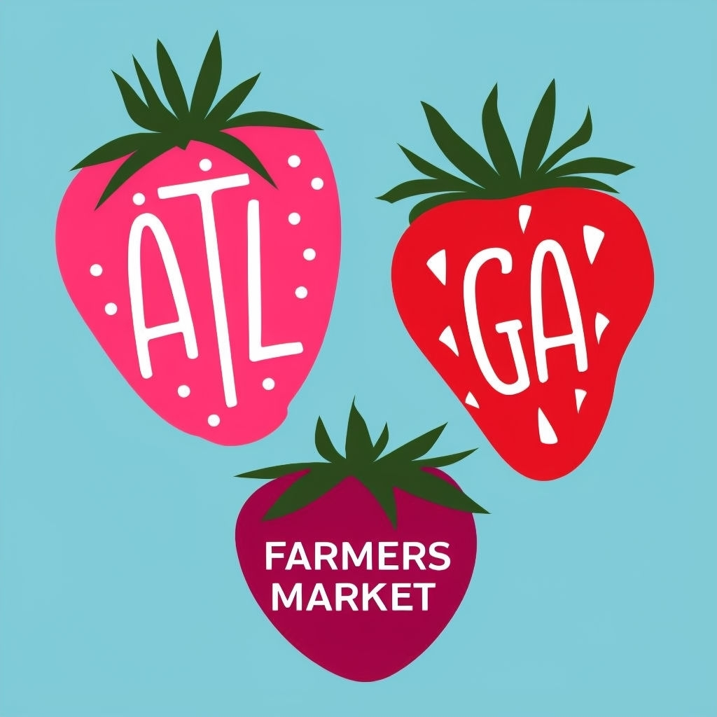 Vibrant Strawberry Farmers Market Graphic Design Poster