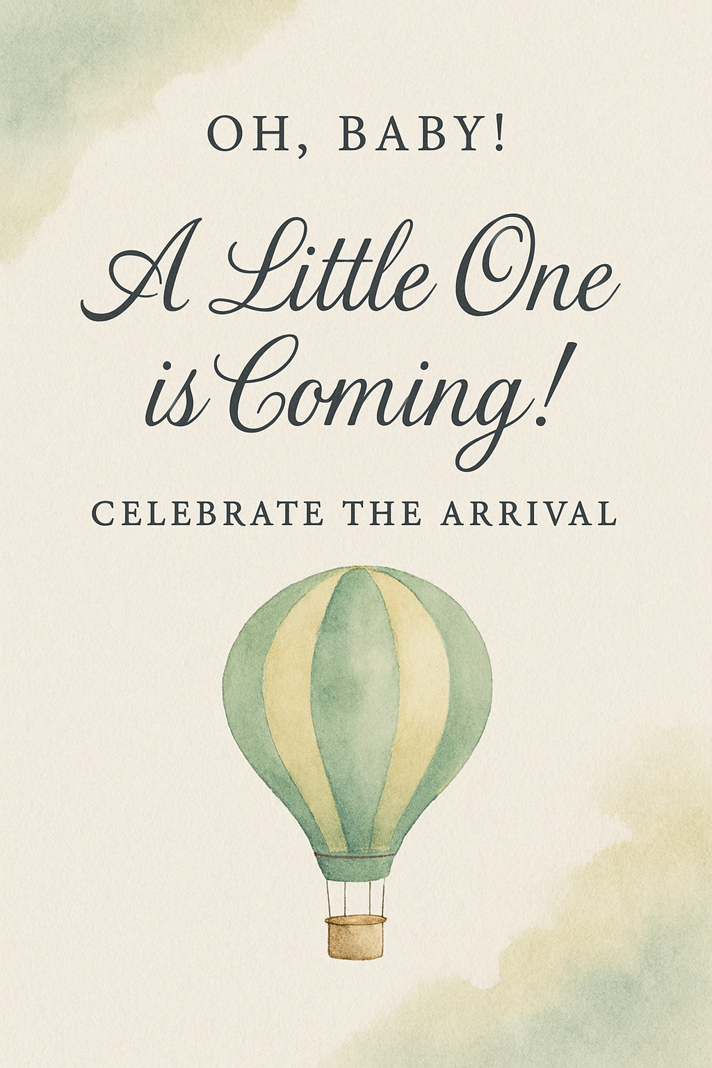 Vintage Hot Air Balloon Baby Announcement with Soft Colors Card