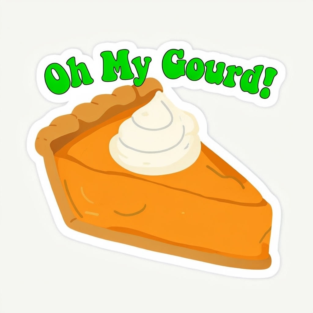 Cheerful Pumpkin Pie Slice with Whipped Cream Oh My Gourd Sticker