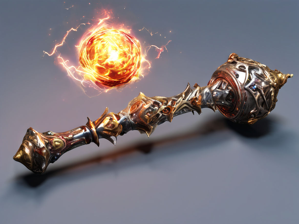 Flanged magic mace covered in fire by Пётр Николенко - Playground