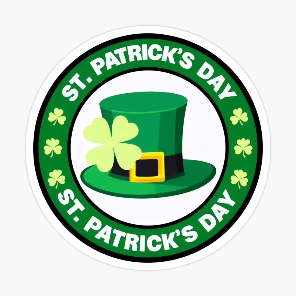 Festive St. Patrick's Day Leprechaun Hat Circular Sticker