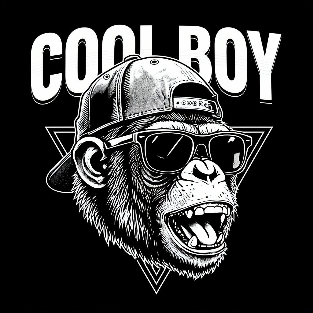 Cool Boy Chimpanzee Graphic Design T-Shirt
