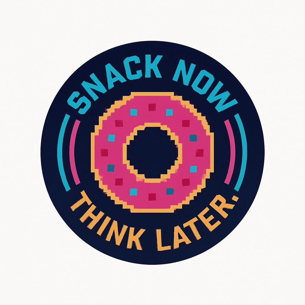 Pixelated Pink Donut Snack Now Think Later Sticker