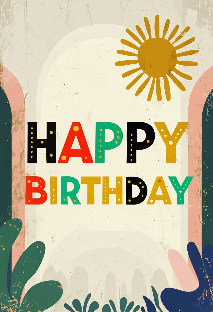 Cheerful Vintage Happy Birthday Graphic Design Poster Card