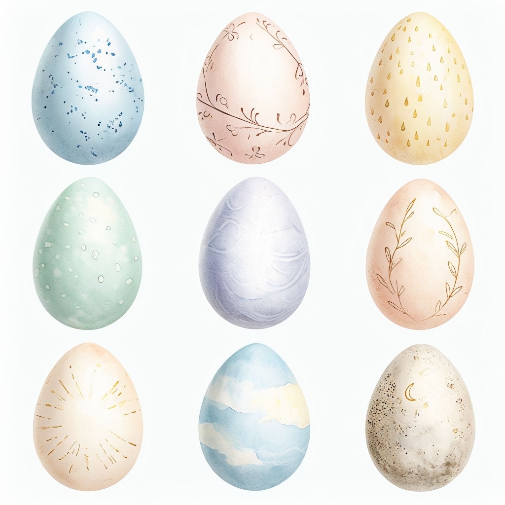 Pastel Watercolor Spring Eggs Seamless Pattern Design