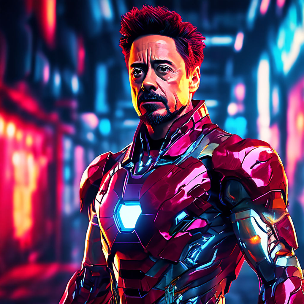 Robert Downey Jr. donning an Iron Man suit that displays err... by ...