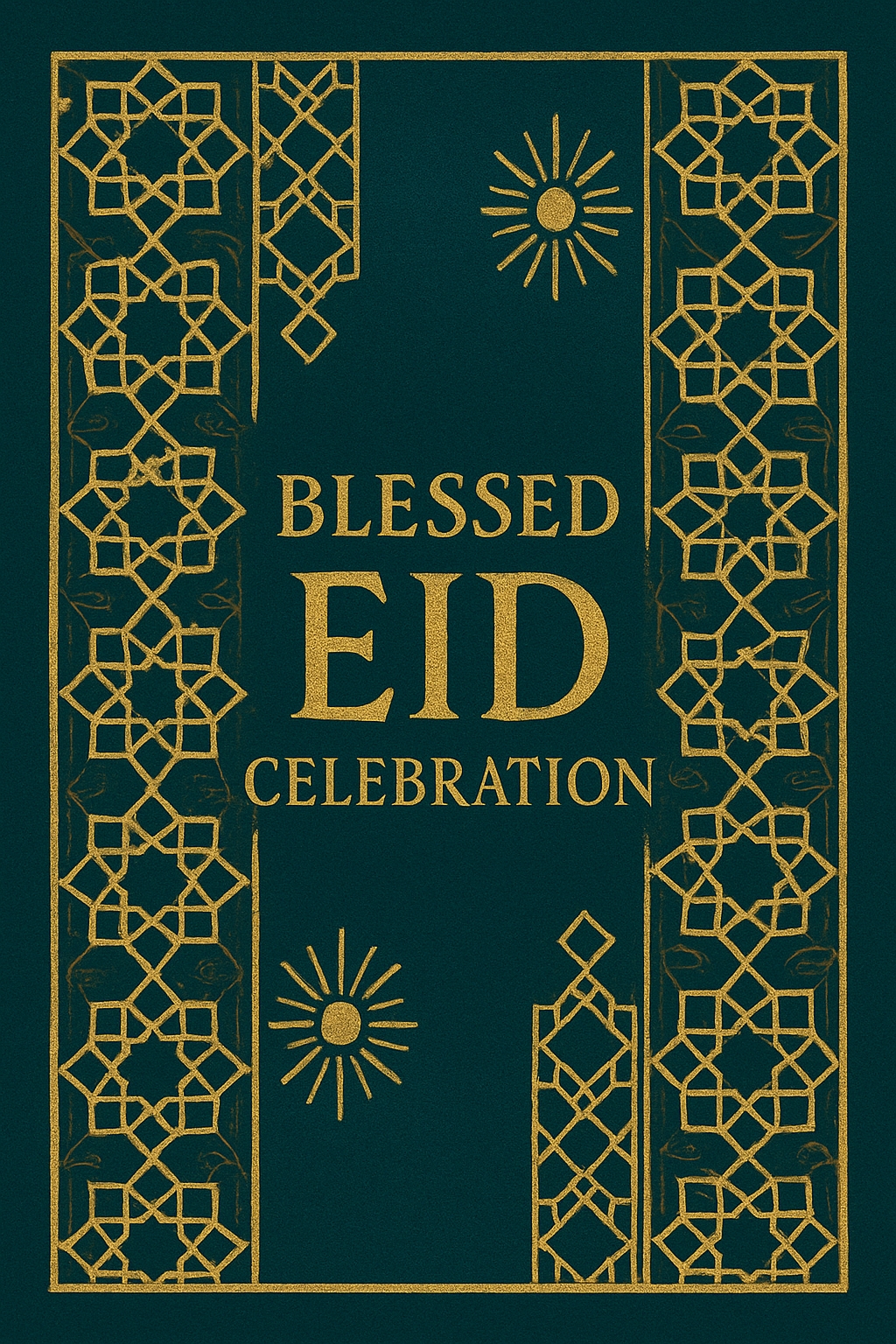 Elegant Gold Geometric Blessed Eid Celebration Greeting Card