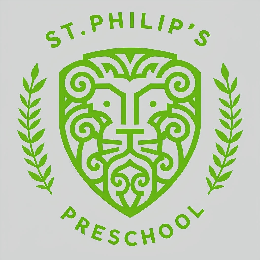 Modern Lime Green Lion Logo for St. Philip's Preschool Logo