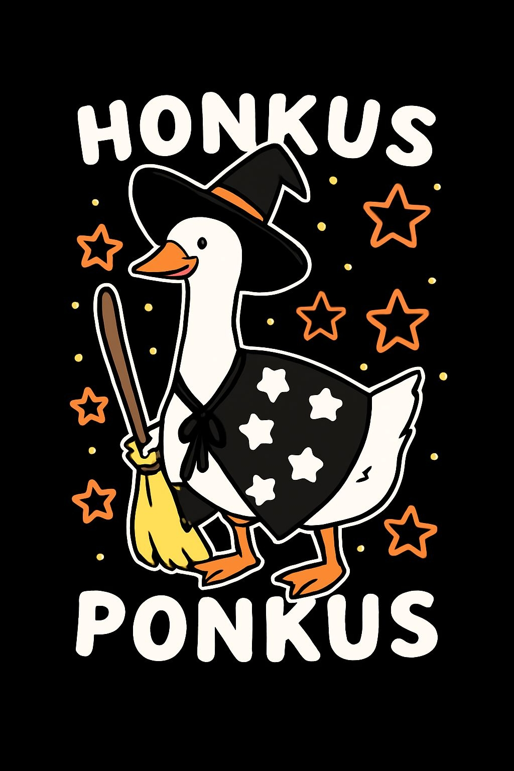 Magical Cartoon Duck in Witch Attire with Stars T-Shirt