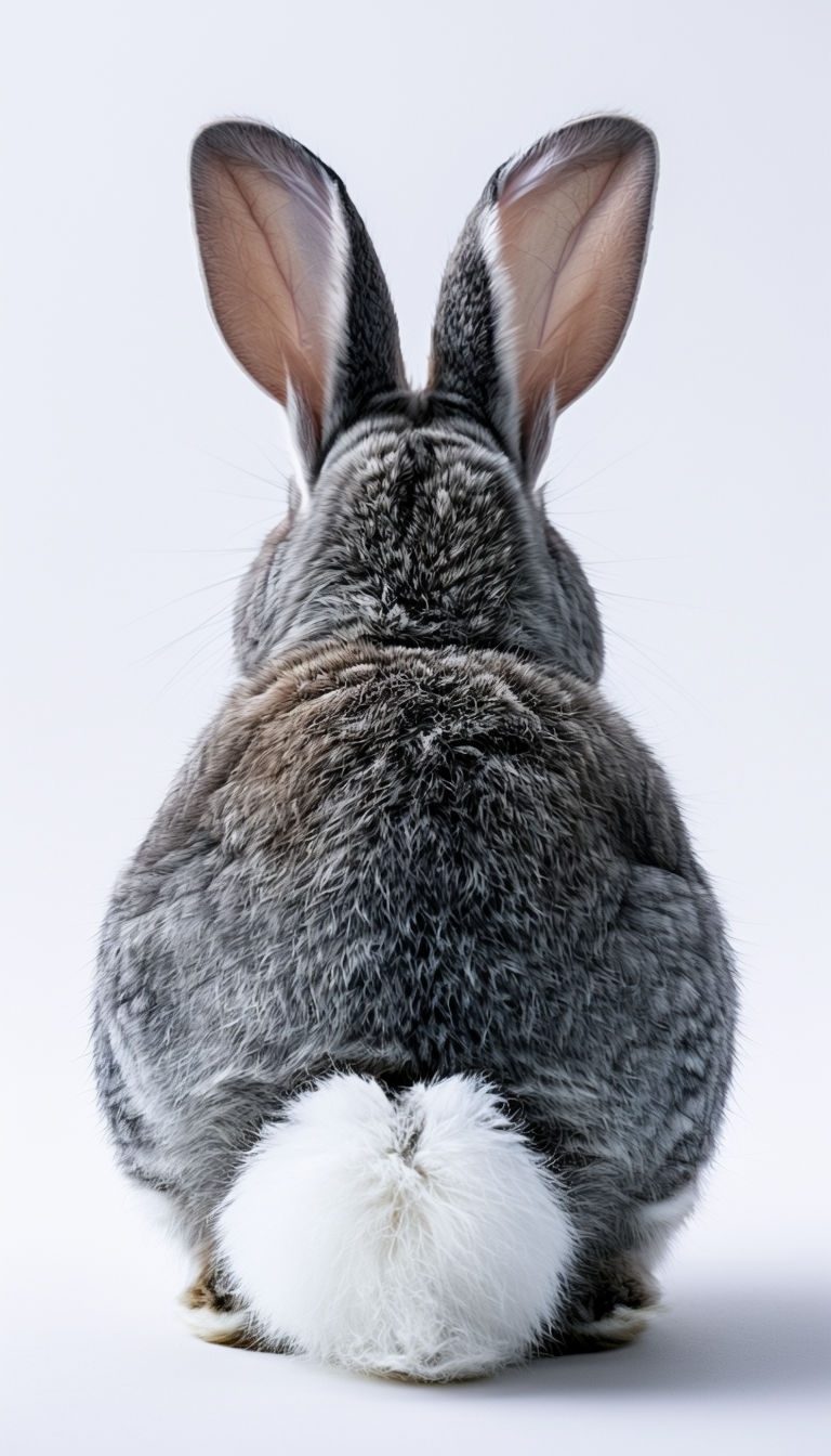 Serene Gray Rabbit Minimalist Photograph for Mobile Wallpaper