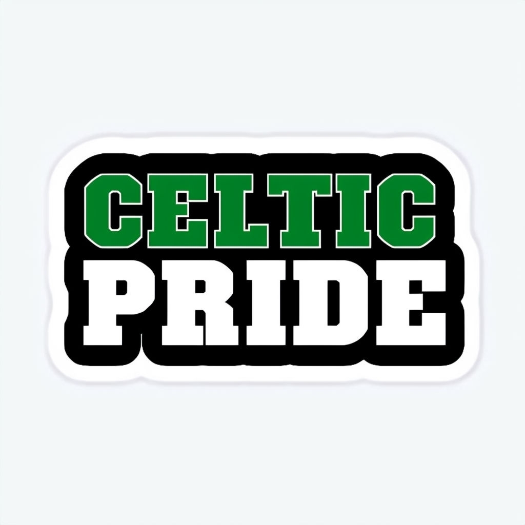 Celtic Pride Bold Typography Sticker Design on Black Background