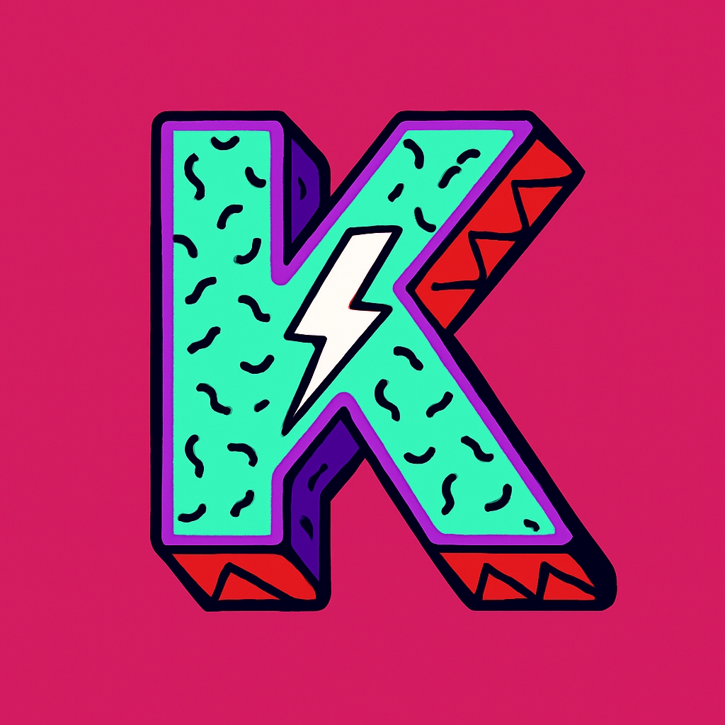 Stylized Letter K with Bold Pop Art Elements Design Monogram