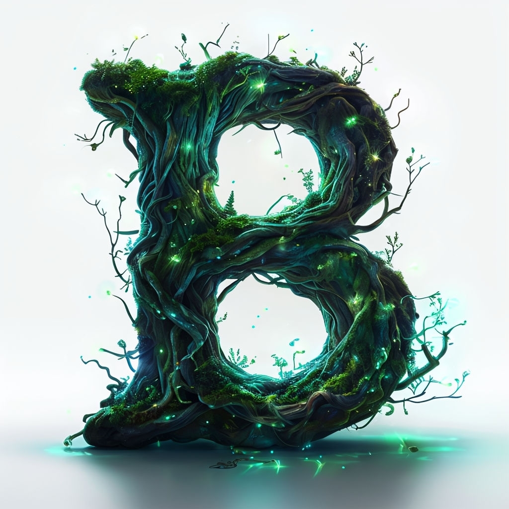 Bioluminescent Forest Monogram Letter B Design Art