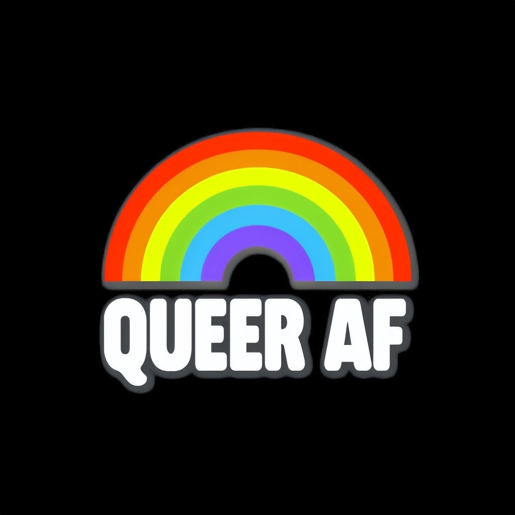 Vibrant Rainbow QUEER AF Graphic Design for Hats