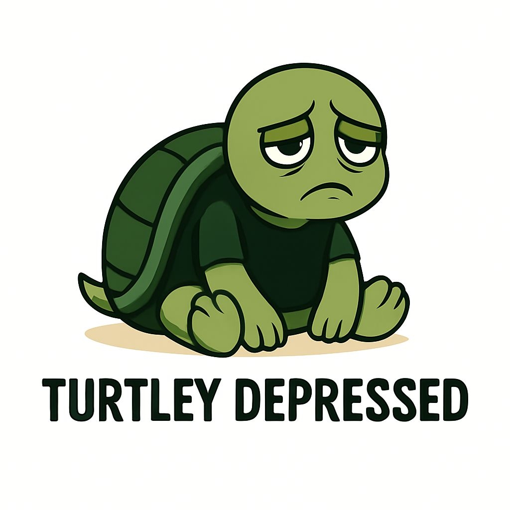 Turtley Depressed Cartoon Turtle Illustration Sticker