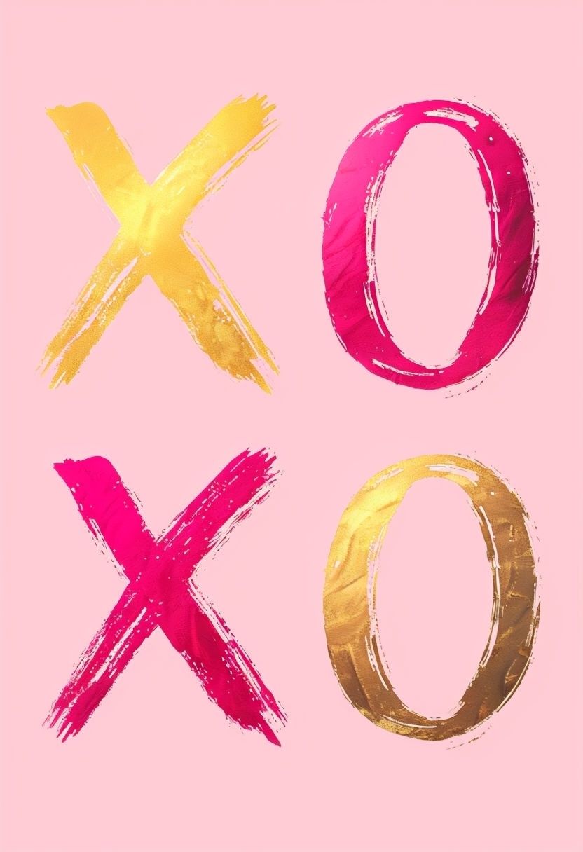 Playful Minimalist XO Symbols Composition Art Poster