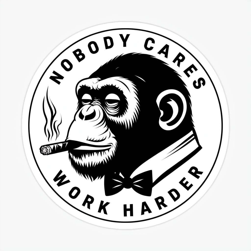 Humorous Chimpanzee Smoking Cigar with Motivational Text Sticker