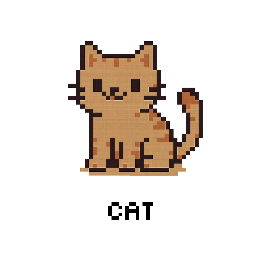 Cute Pixel Art Cat Illustration T-Shirt