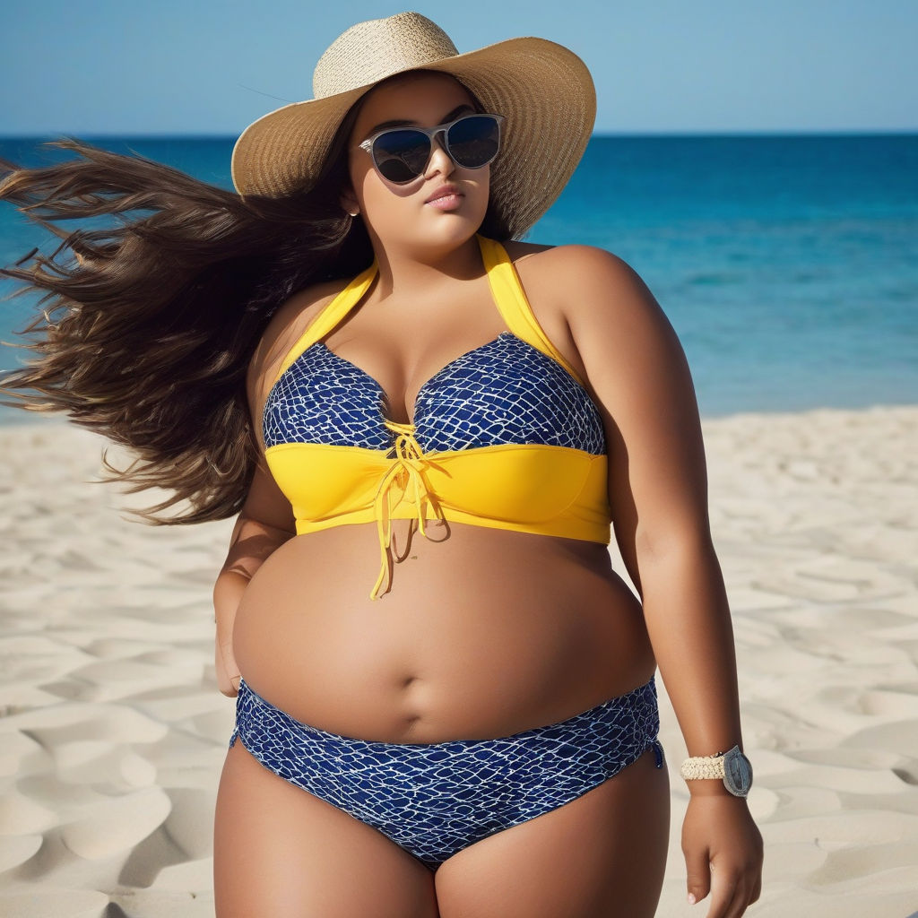 Obese women wearing swimsuit