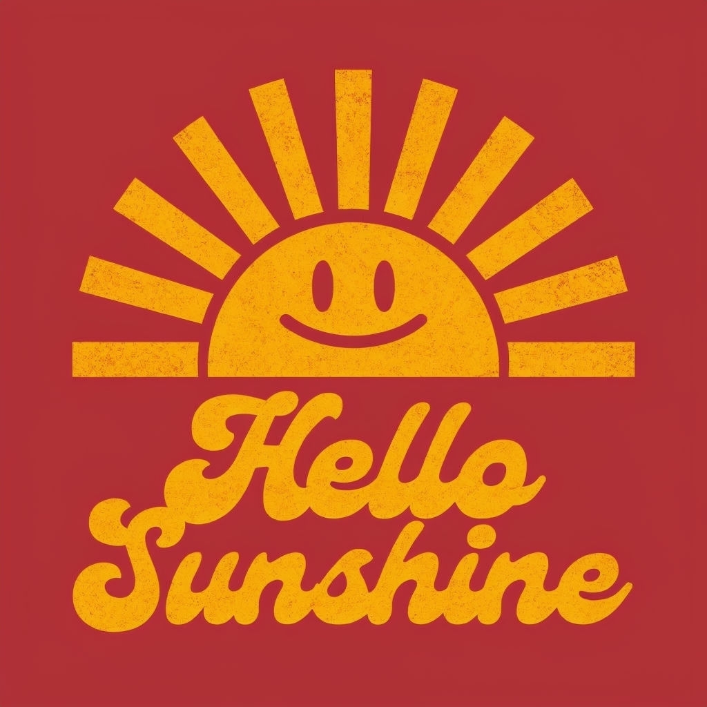 Hello Sunshine Cheerful Vintage Sun Graphic T-Shirt