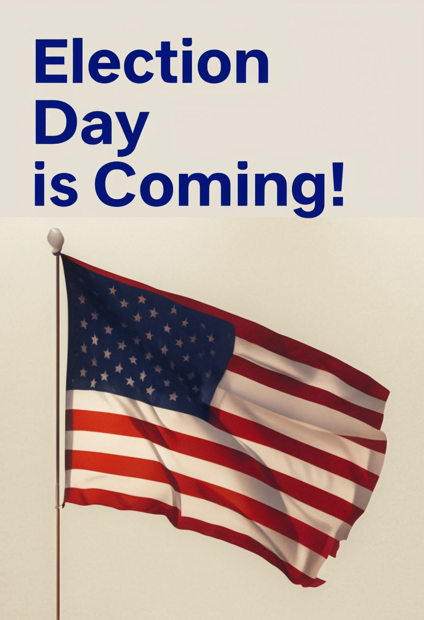 Election Day Reminder Card with American Flag Graphic