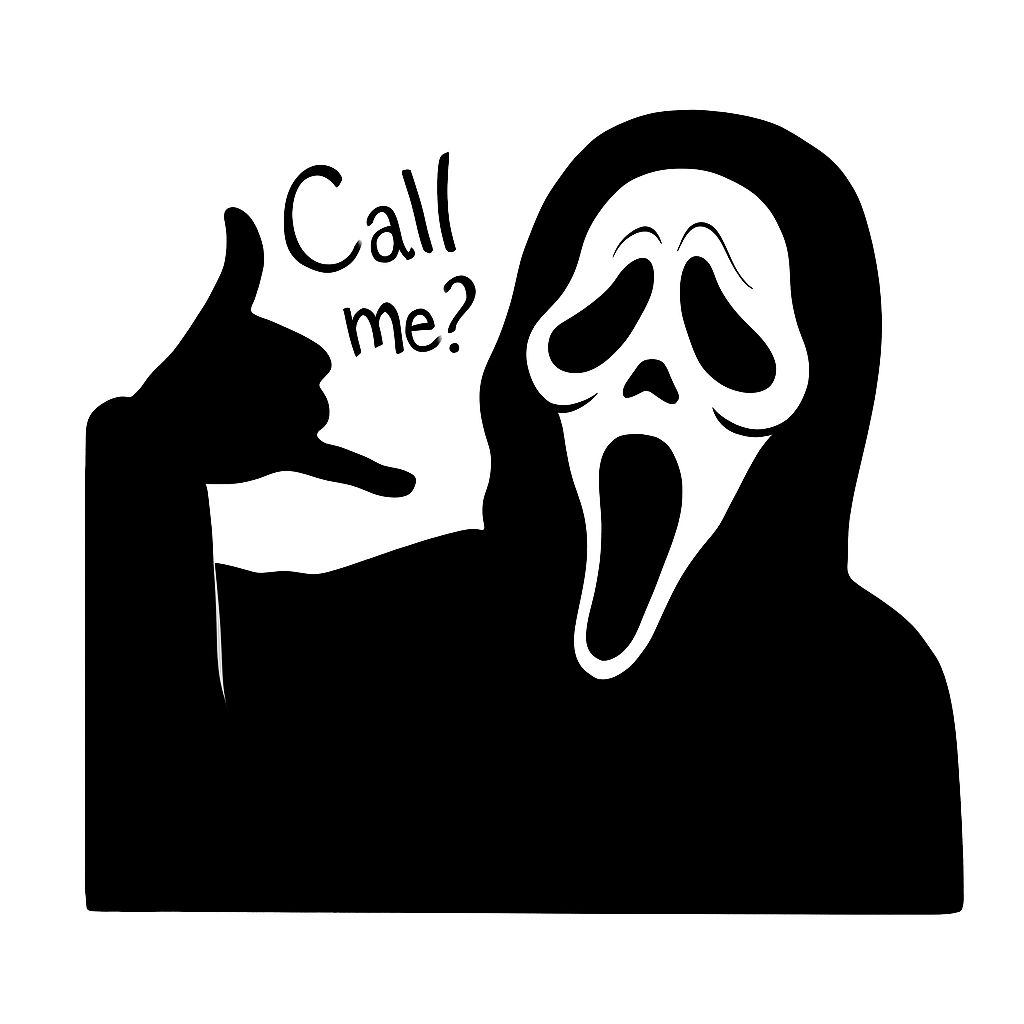 Ghostface 'Call Me?' Minimalist Halloween Sticker