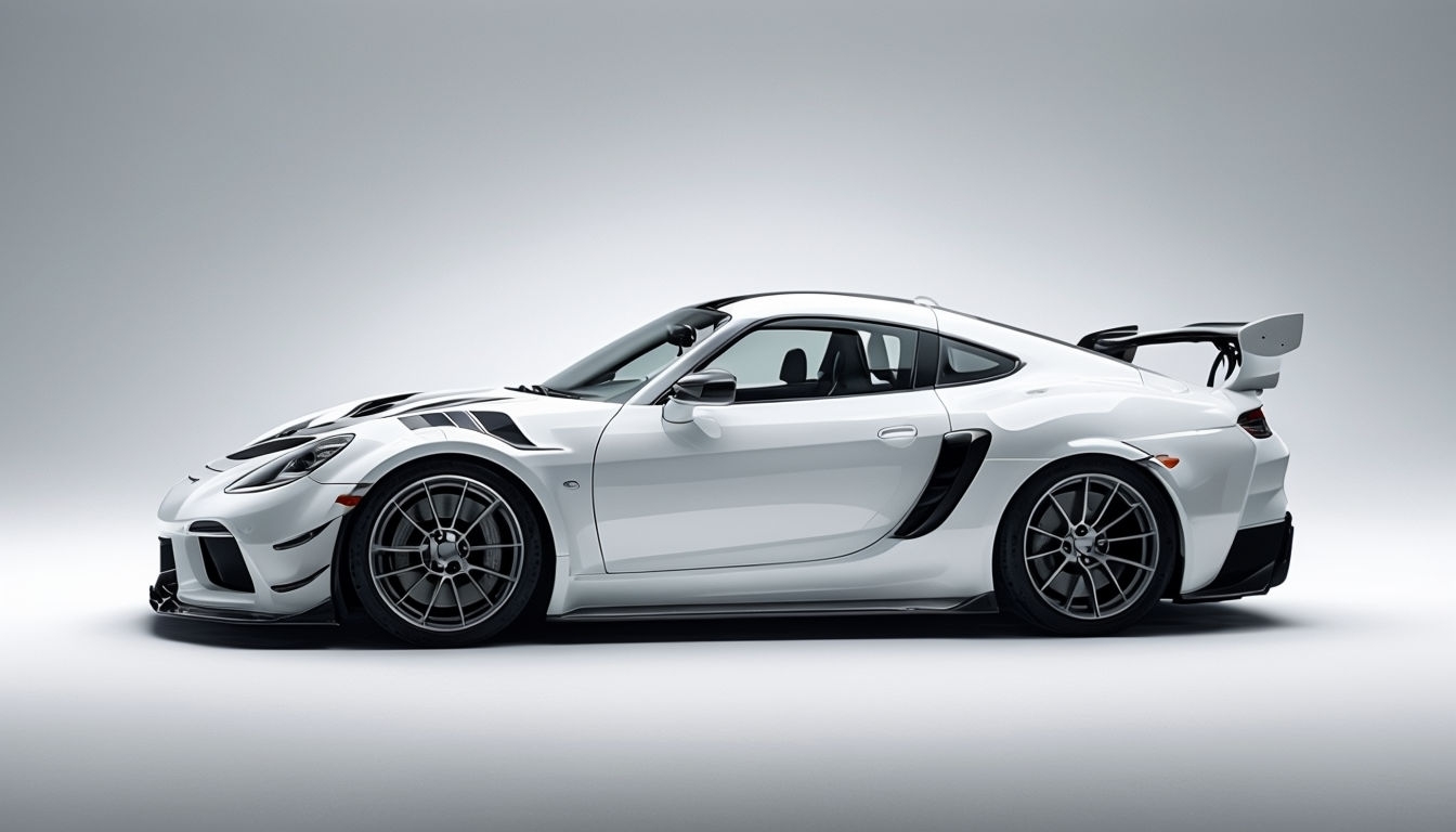 Sleek White Sports Car Side Profile Photography Virtual Background