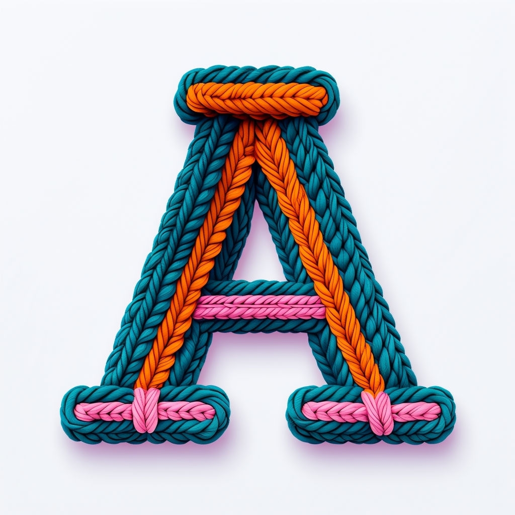 Intricate Knitted Letter A Monogram Design on White Background Monogram