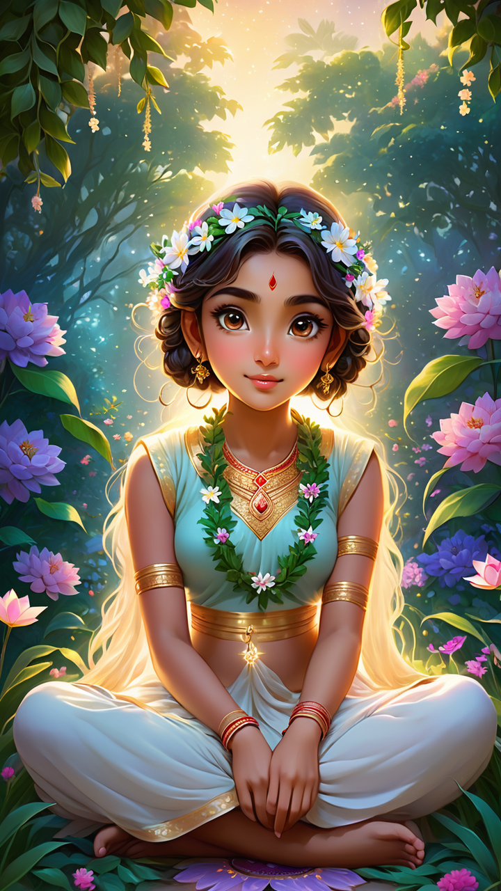 Anime-style portrait of a young Hindu girl by patricia chaix - Playground