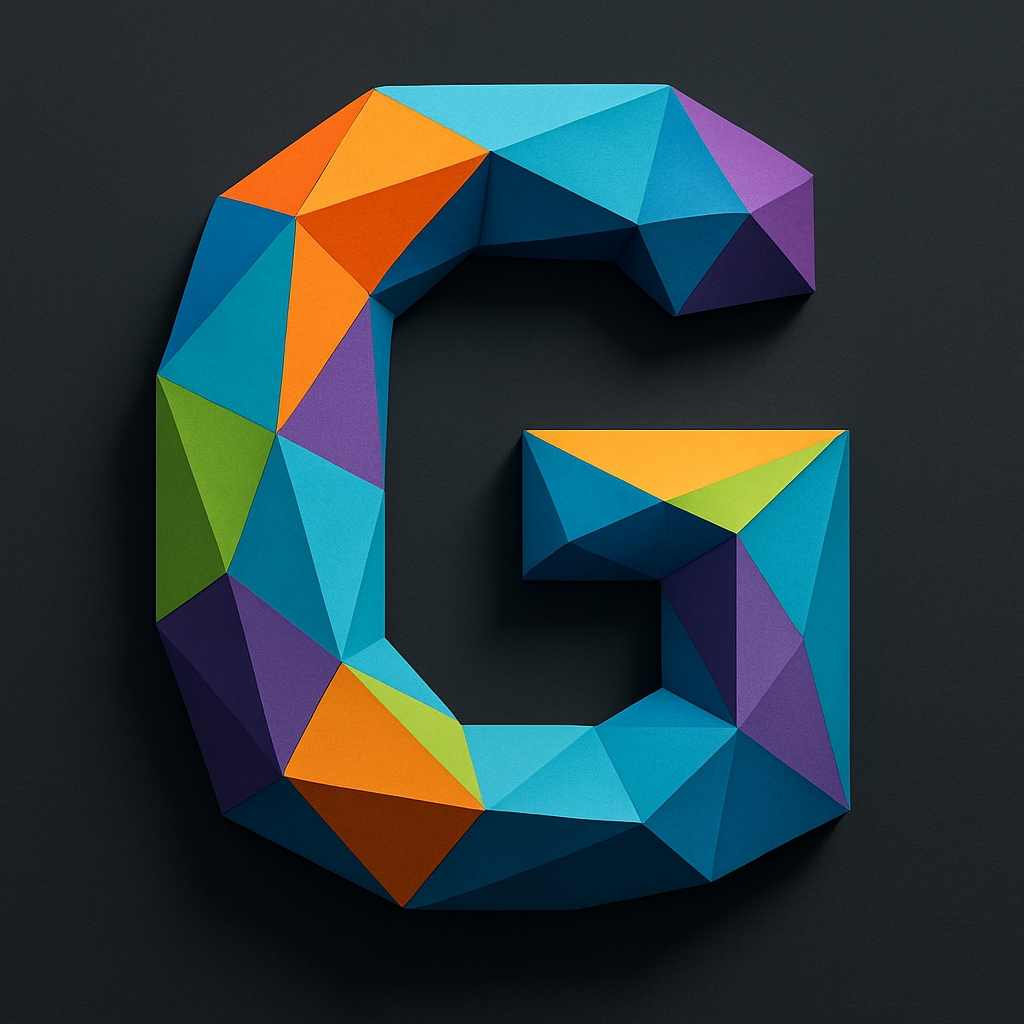 Vibrant Geometric Letter G Art with Colorful Paper Design Monogram