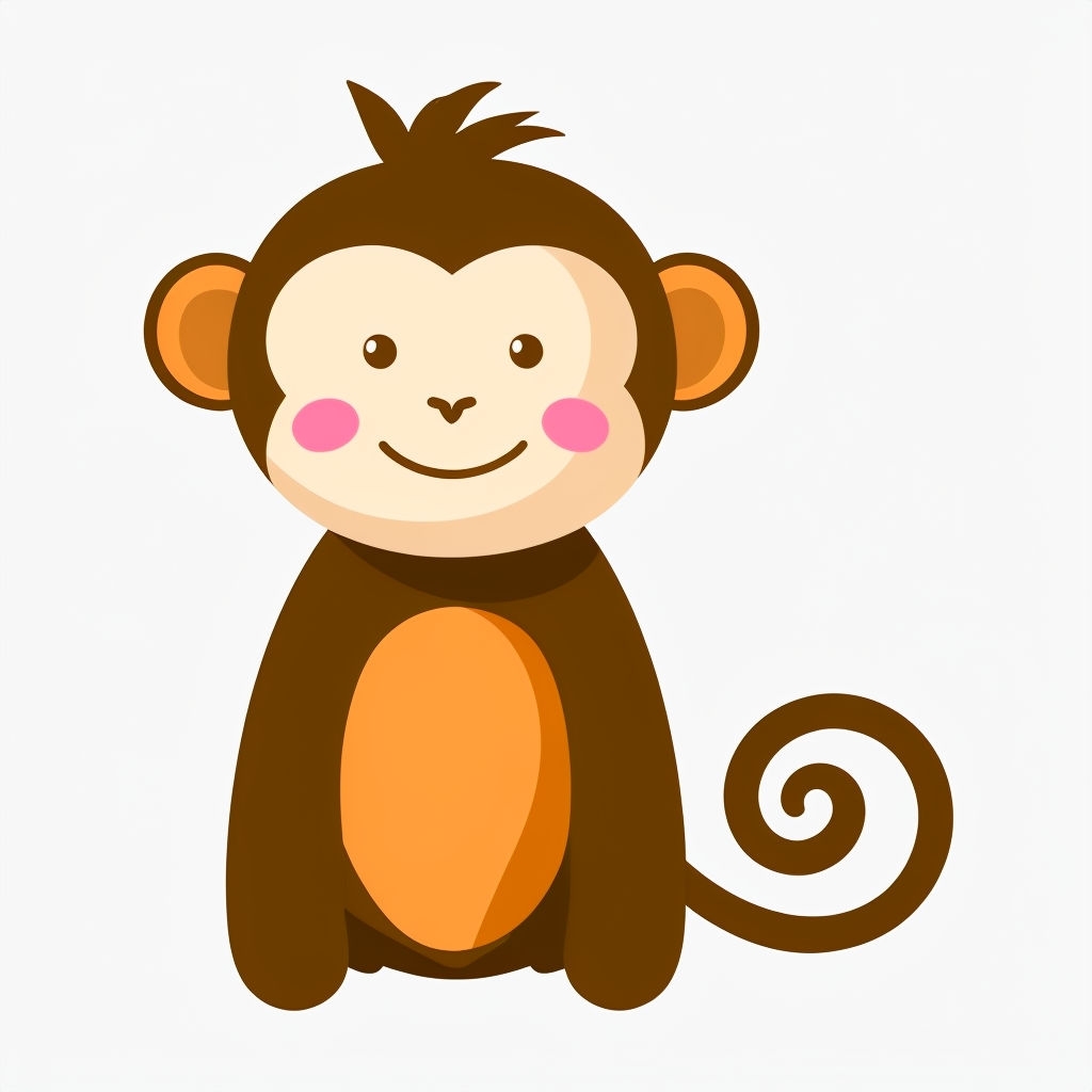 Cute Cartoon Monkey Illustration with Playful Expression Sticker