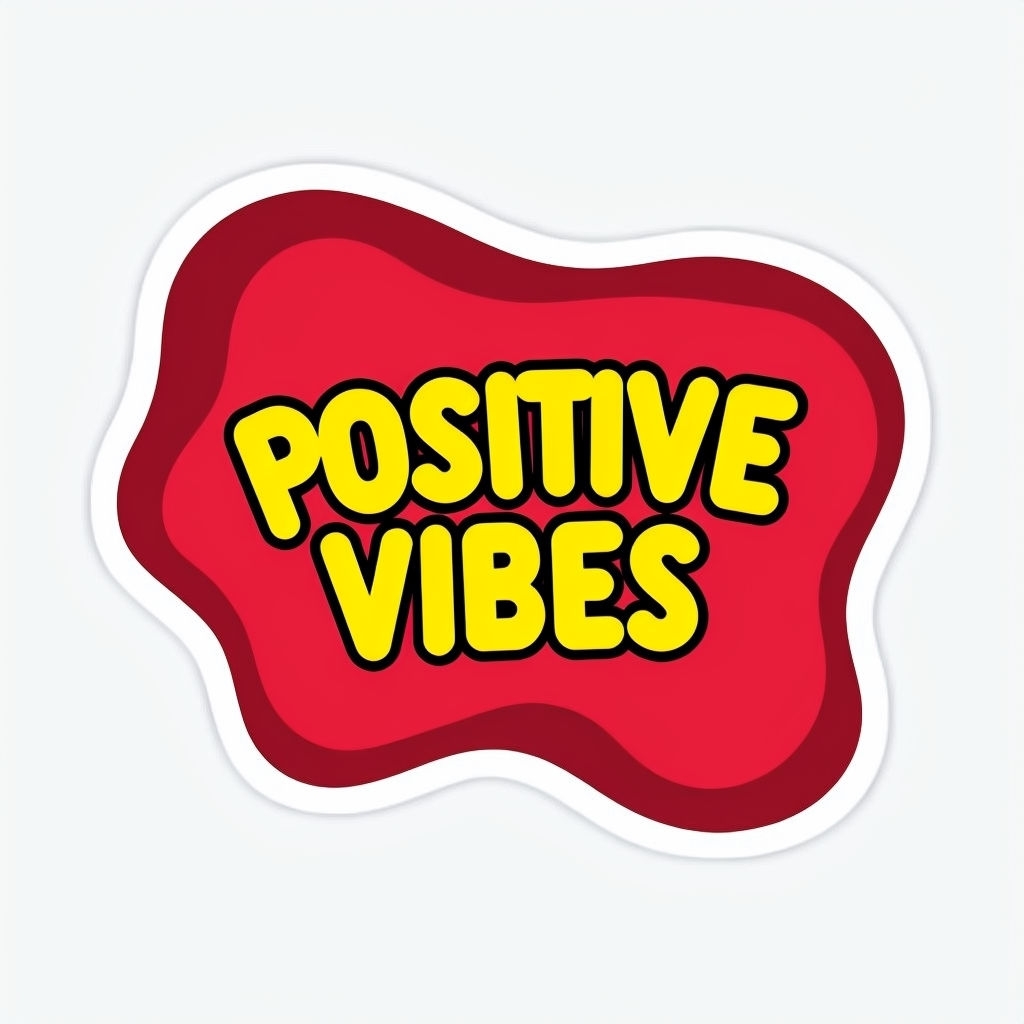 Playful Positive Vibes Cartoon Sticker Design with Bold Colors