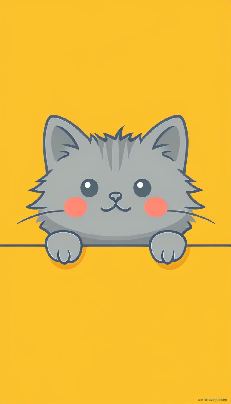 Charming Cute Grey Cat Peeking Over Bright Yellow Background Phone Case Cover