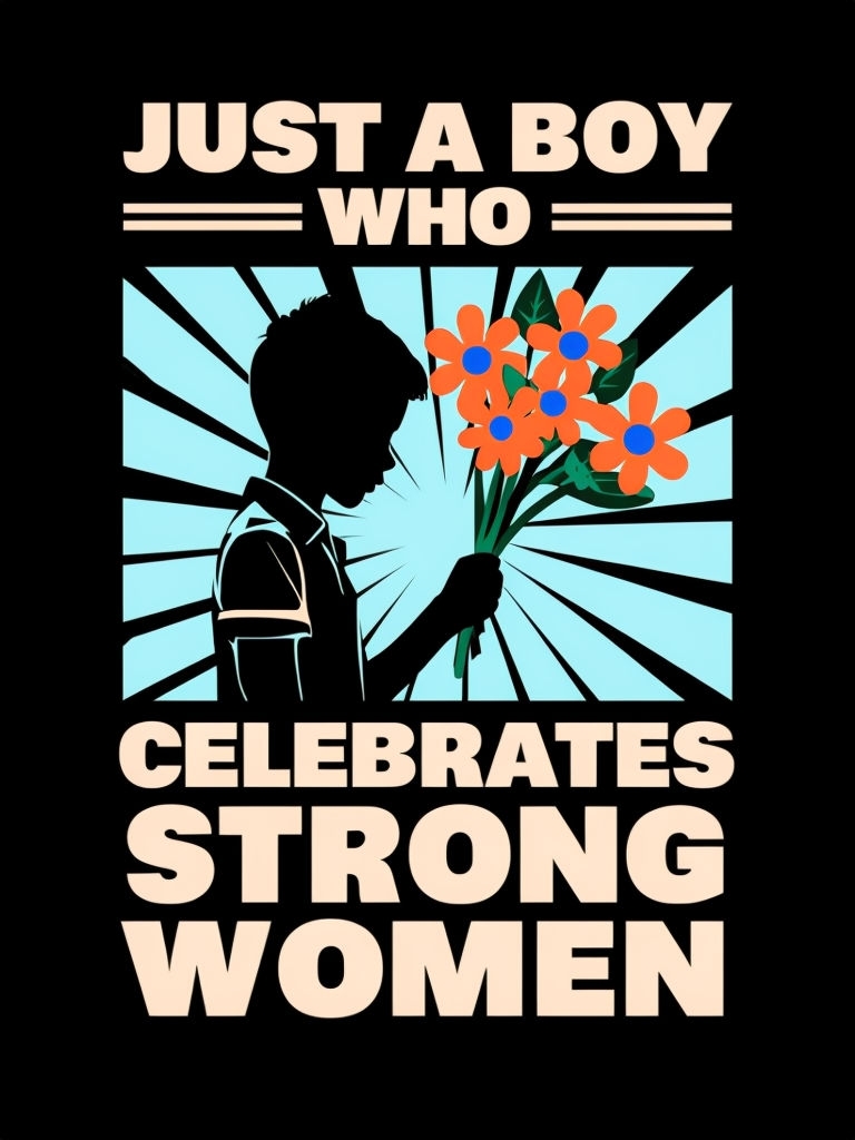 Empowering Just A Boy Who Celebrates Strong Women T-Shirt
