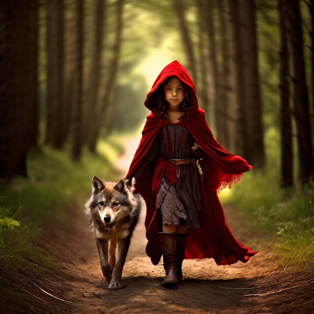 There was a wolf following Little Red Riding Hood