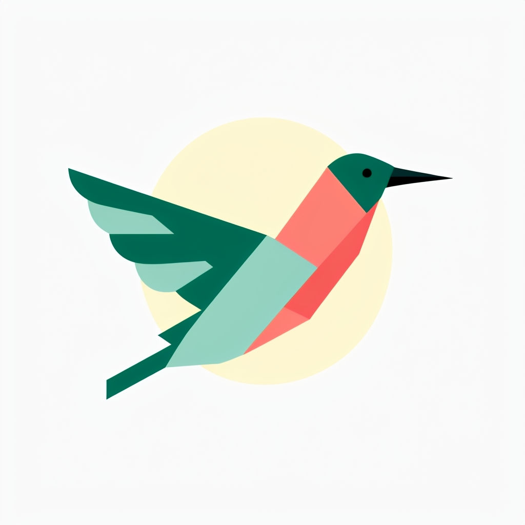 Geometric Hummingbird with Colorful Wings Minimalist Logo