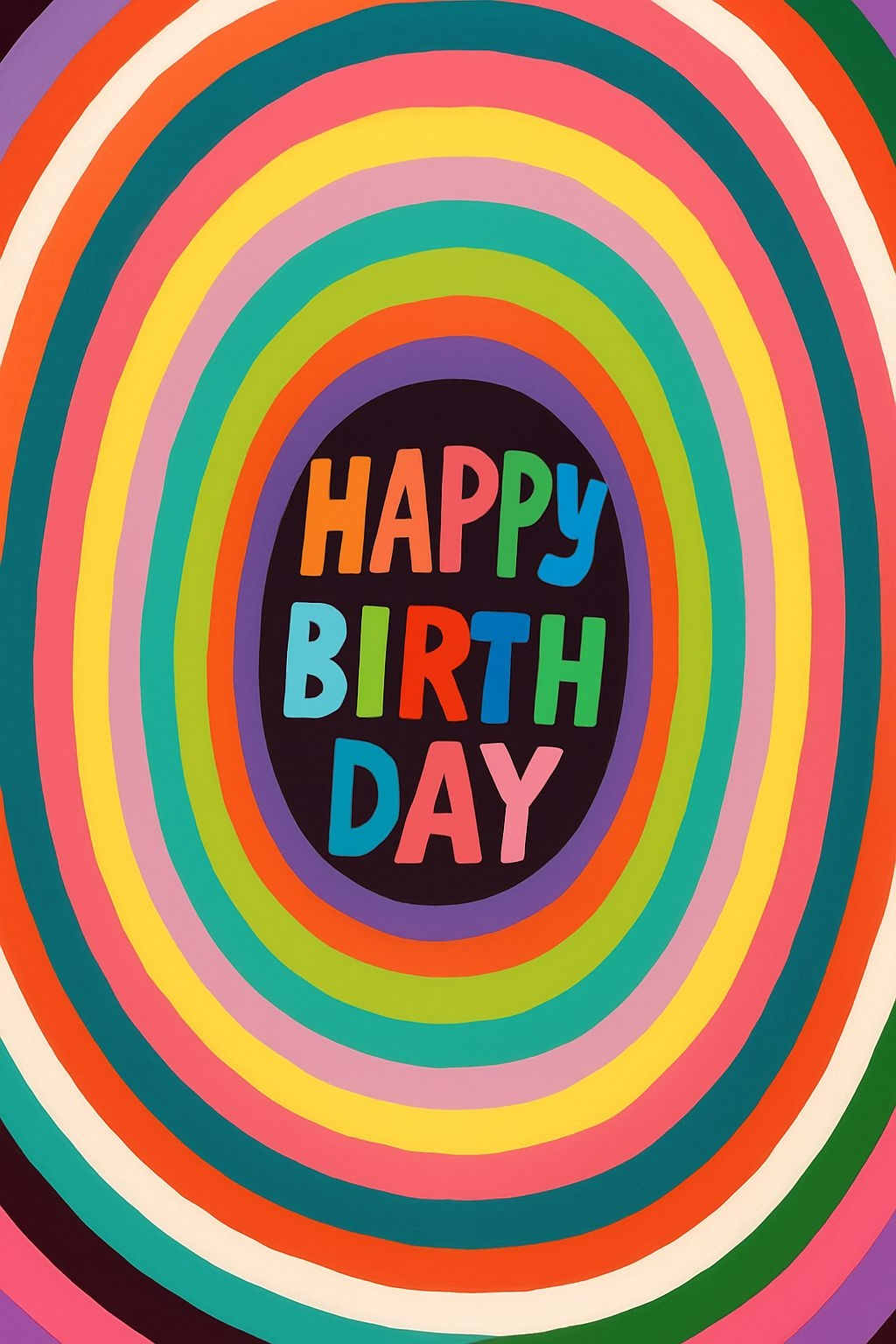 Vibrant Op Art Happy Birthday Illustration for Celebration Card