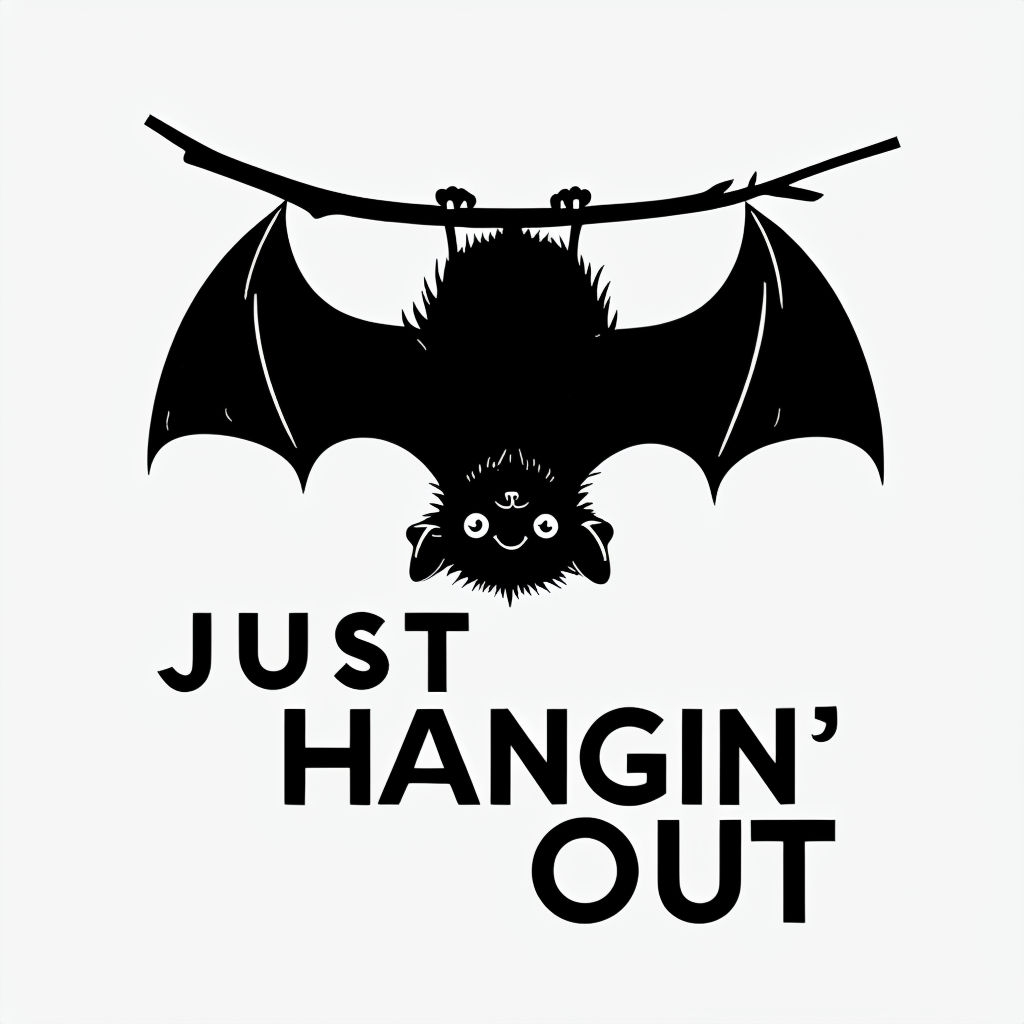 Just Hangin' Out Cartoon Bat Minimalist T-Shirt