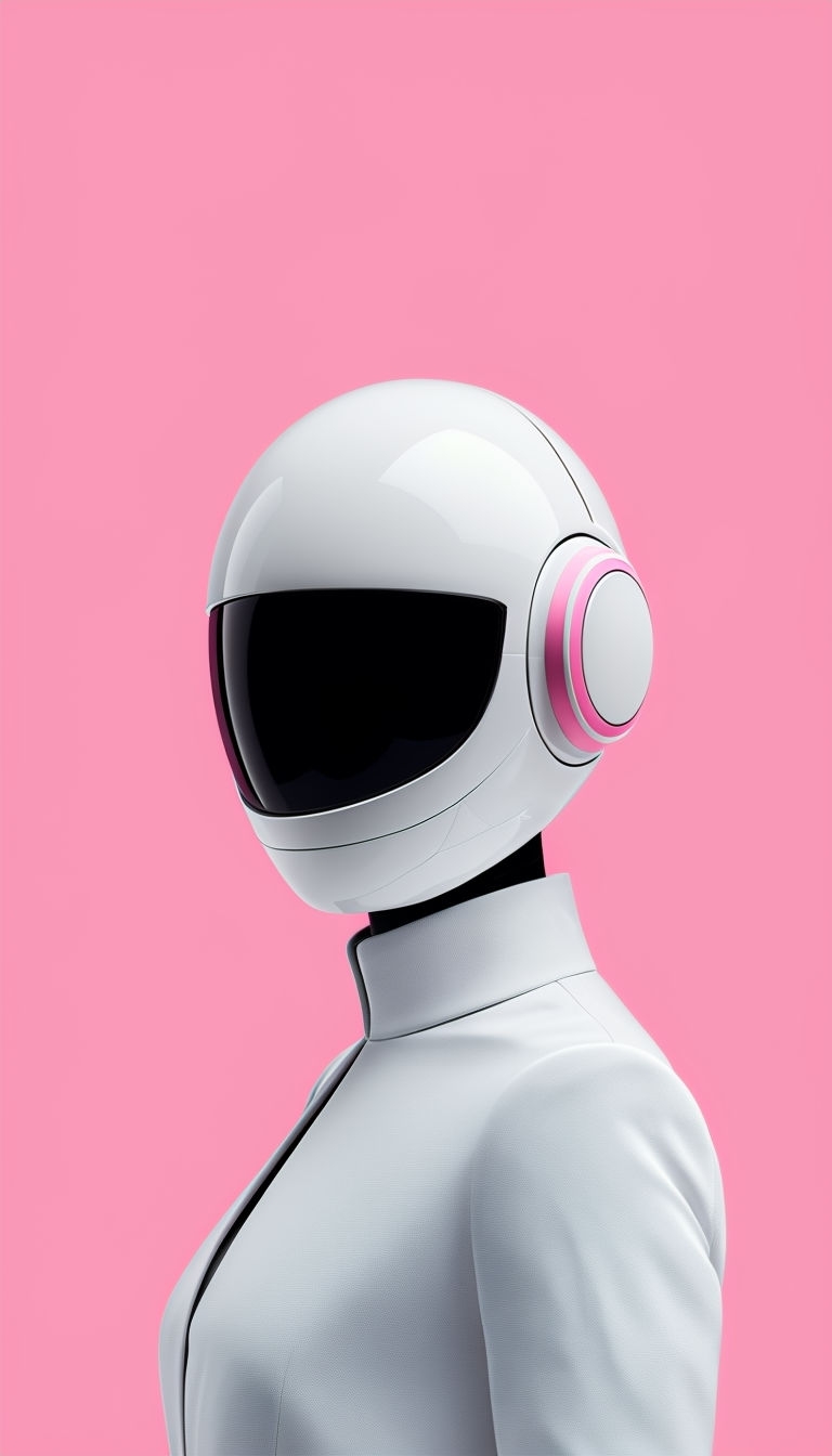 Futuristic Minimalist Robot Design on Pink Background Mobile Wallpaper