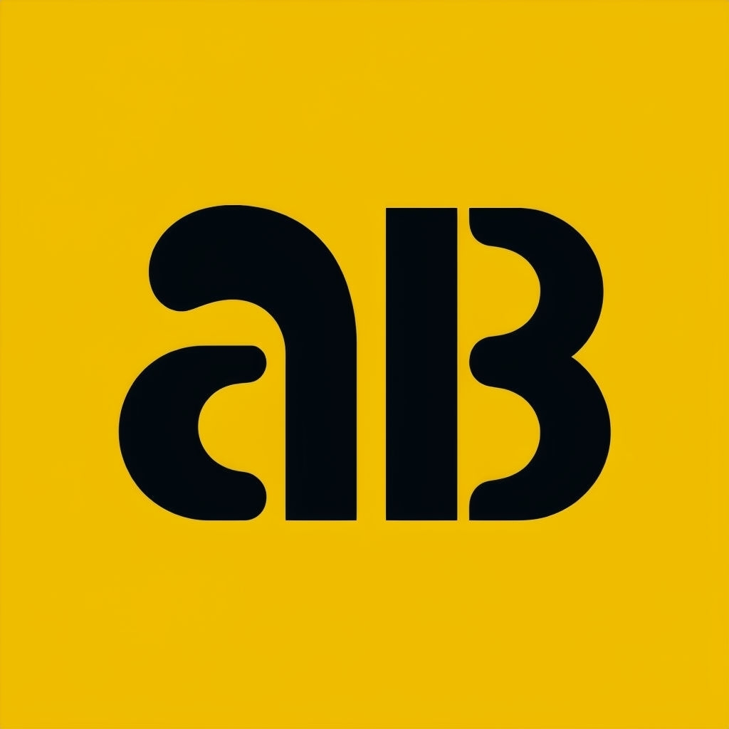Minimalist Bold AB Typography on Golden Yellow Background Logo