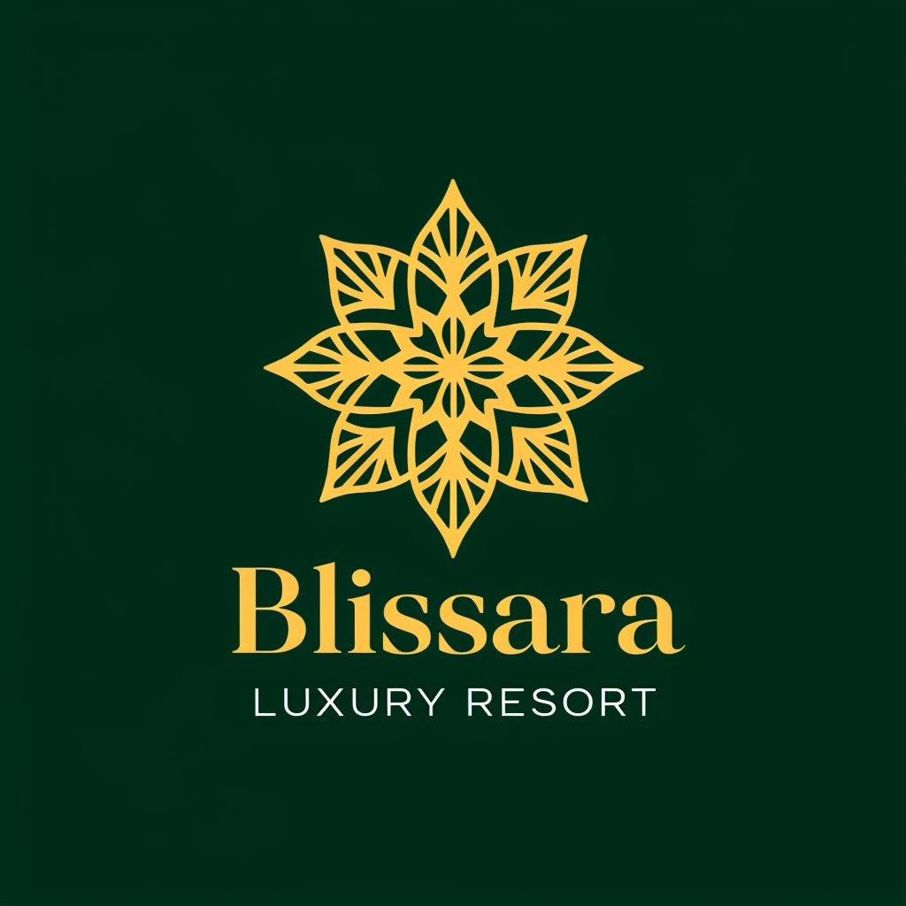 Elegant Gold Blissara Luxury Resort Logo Design