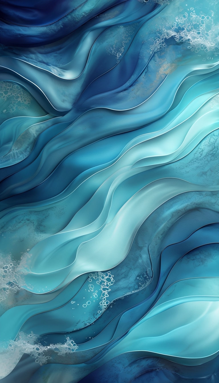 Calming Ocean Depths Abstract Art with Fluid Shapes Poster