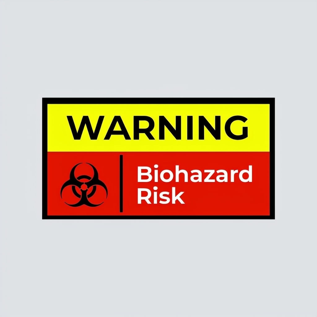 Vibrant Biohazard Warning Sign Sticker with Clear Messaging