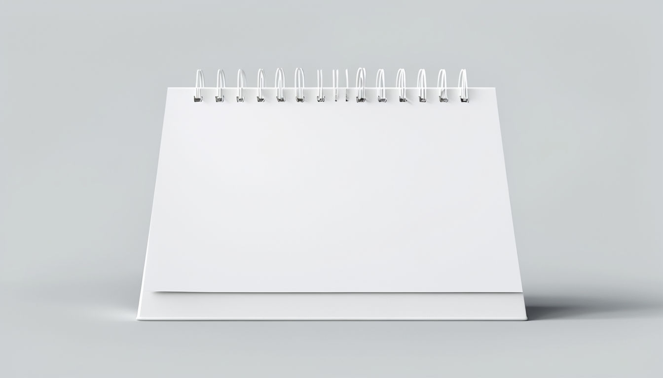 Minimalist Blank White Desk Calendar Mockup on Gray Background Mockups