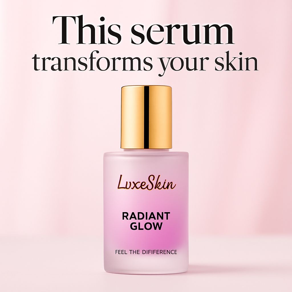 Radiant Glow LuxeSkin Serum Minimalist Advert Design Ads
