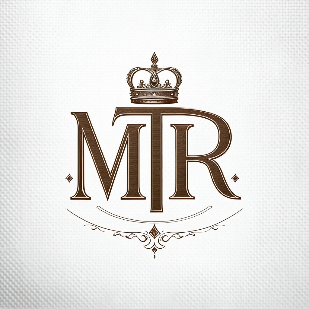 Elegant MTR Monogram with Regal Crown Design Sticker